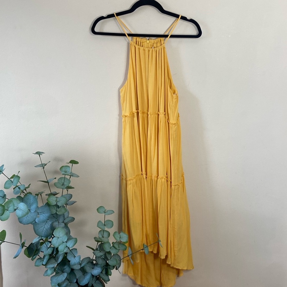 Abound Nordstrom Yellow Maxi Sundress High Low Ruffle Boho Summer Dress Large